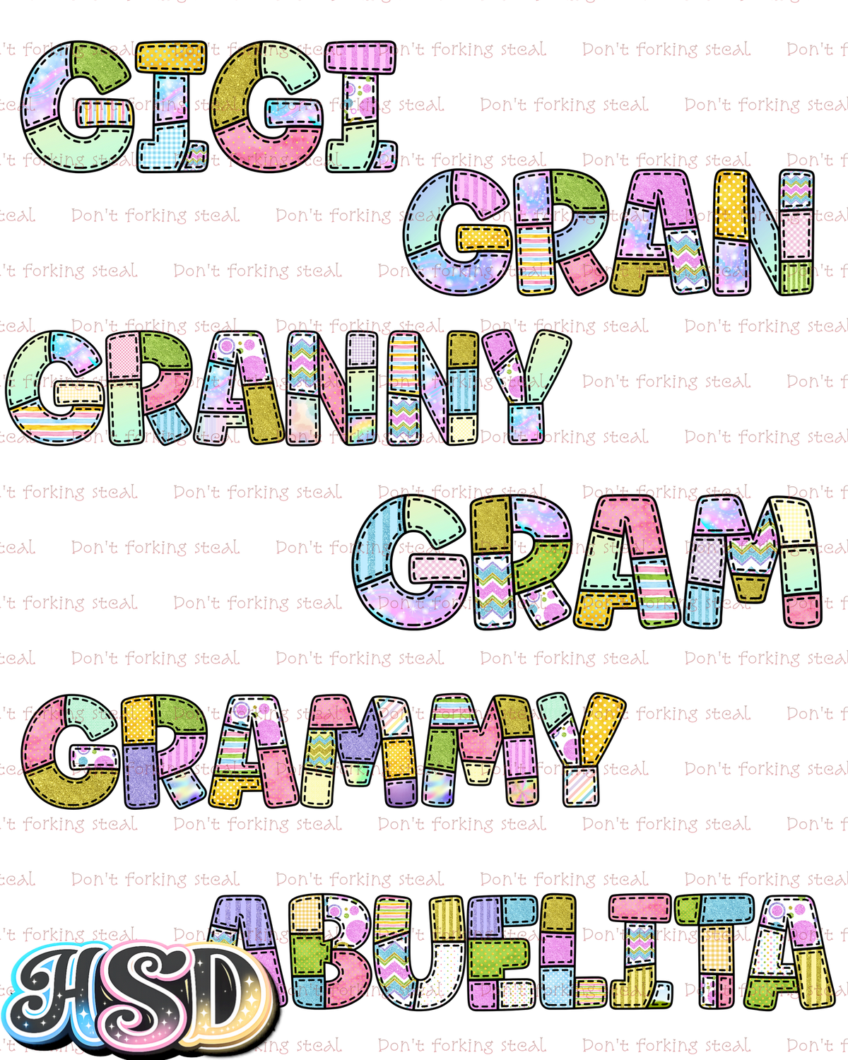 Patchwork names PNG Variants