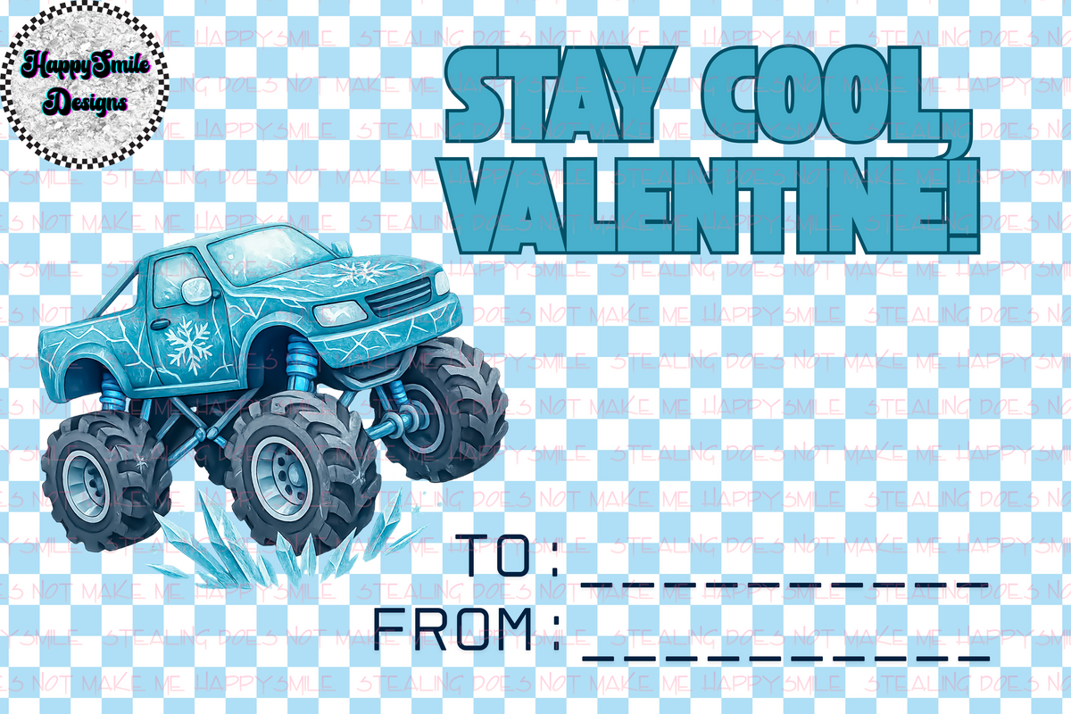 Monster Truck Valentine's Cards