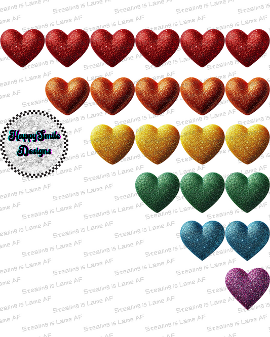 Rainbow Hearts PNG