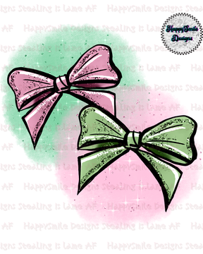 Pink & Green Bows PNG