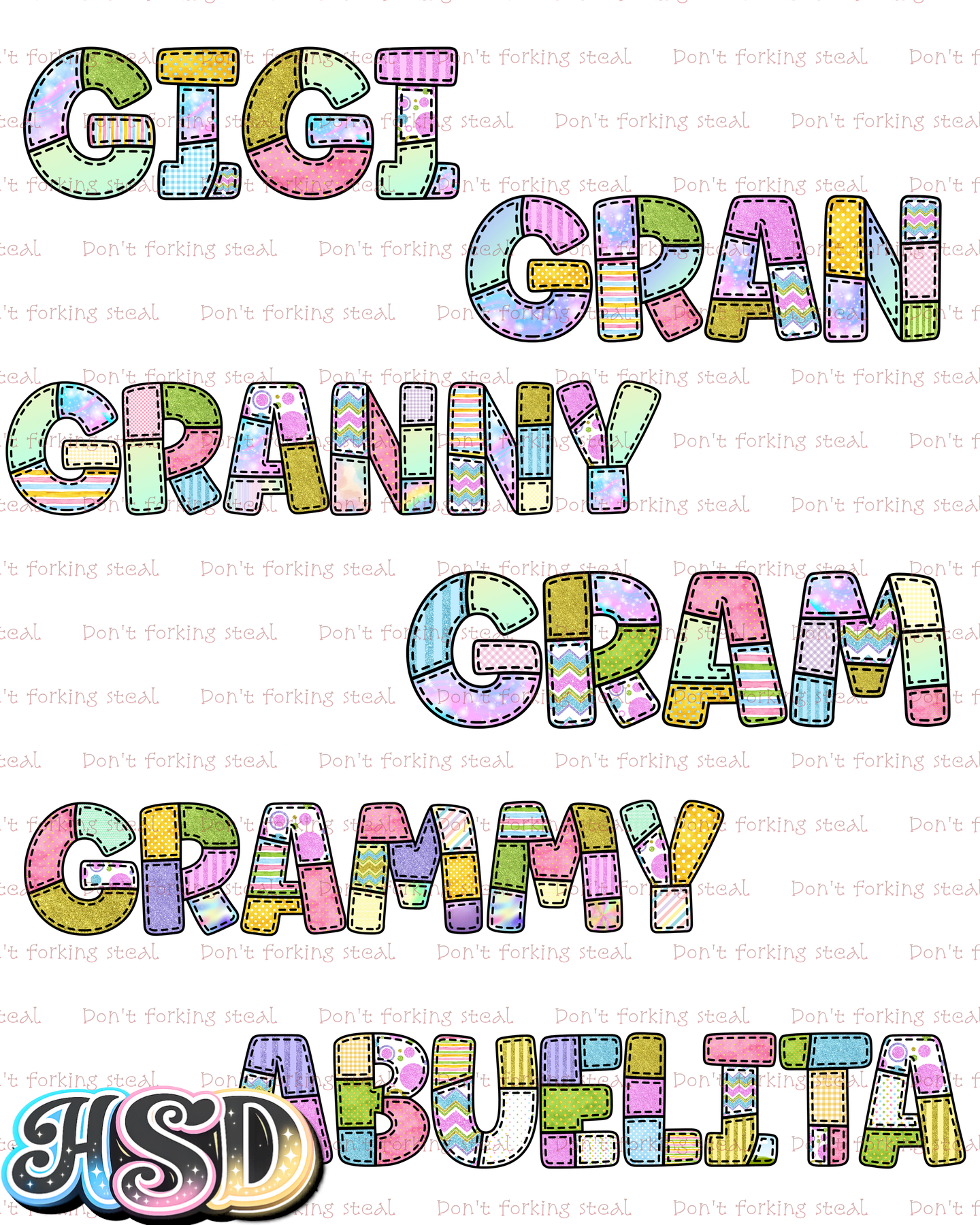 Patchwork names PNG Variants