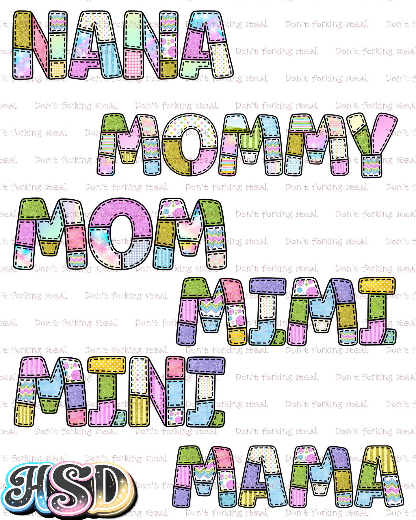 Patchwork names PNG Variants