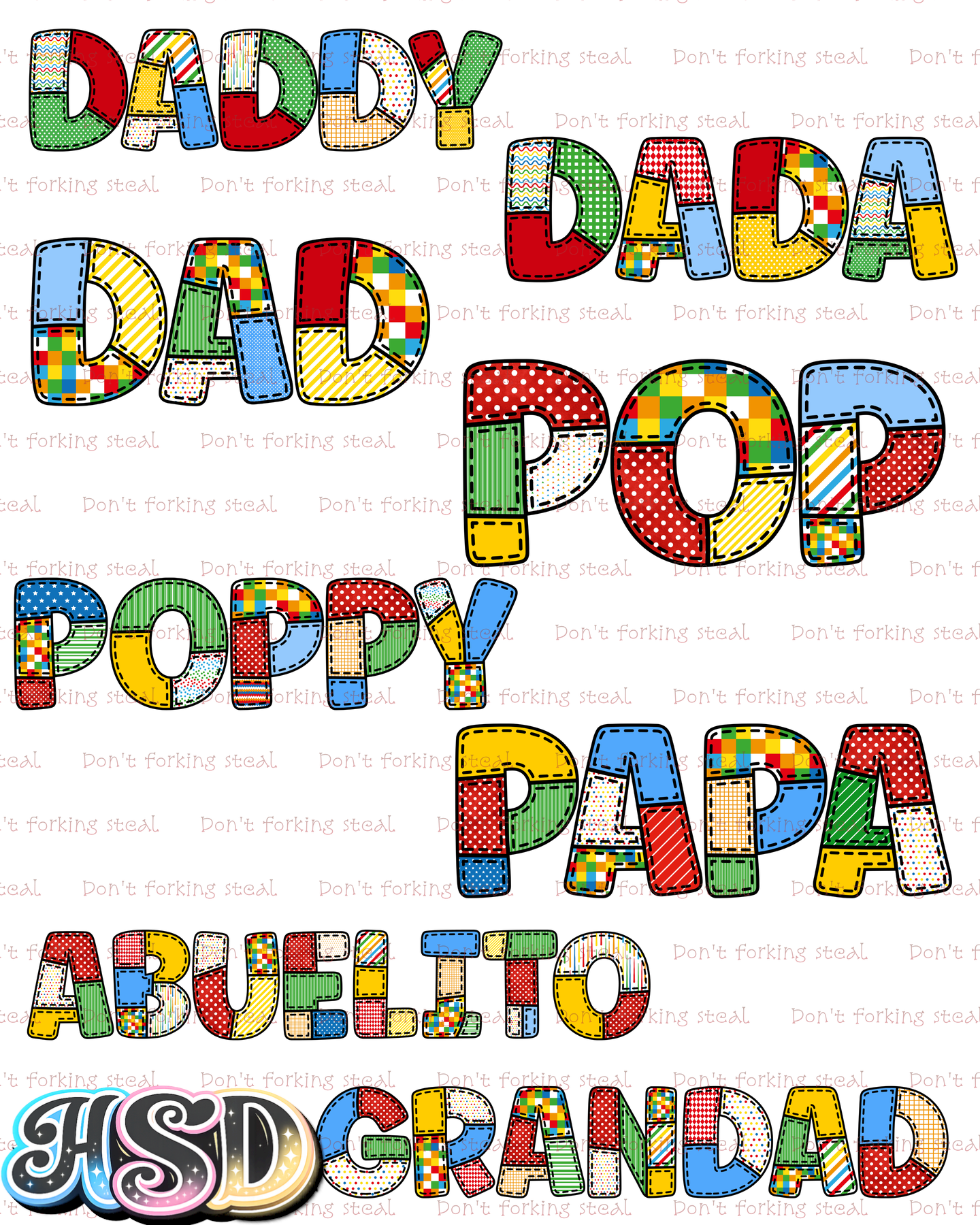 Patchwork names PNG Variants