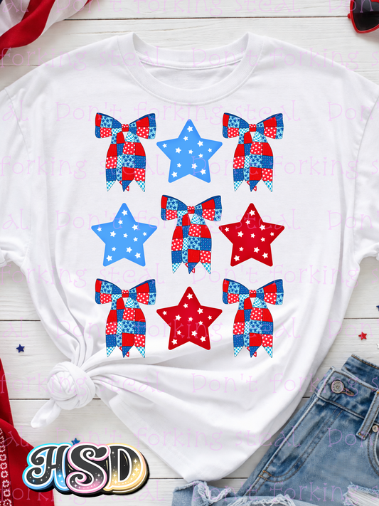 Stars & Stitched Bows PNG