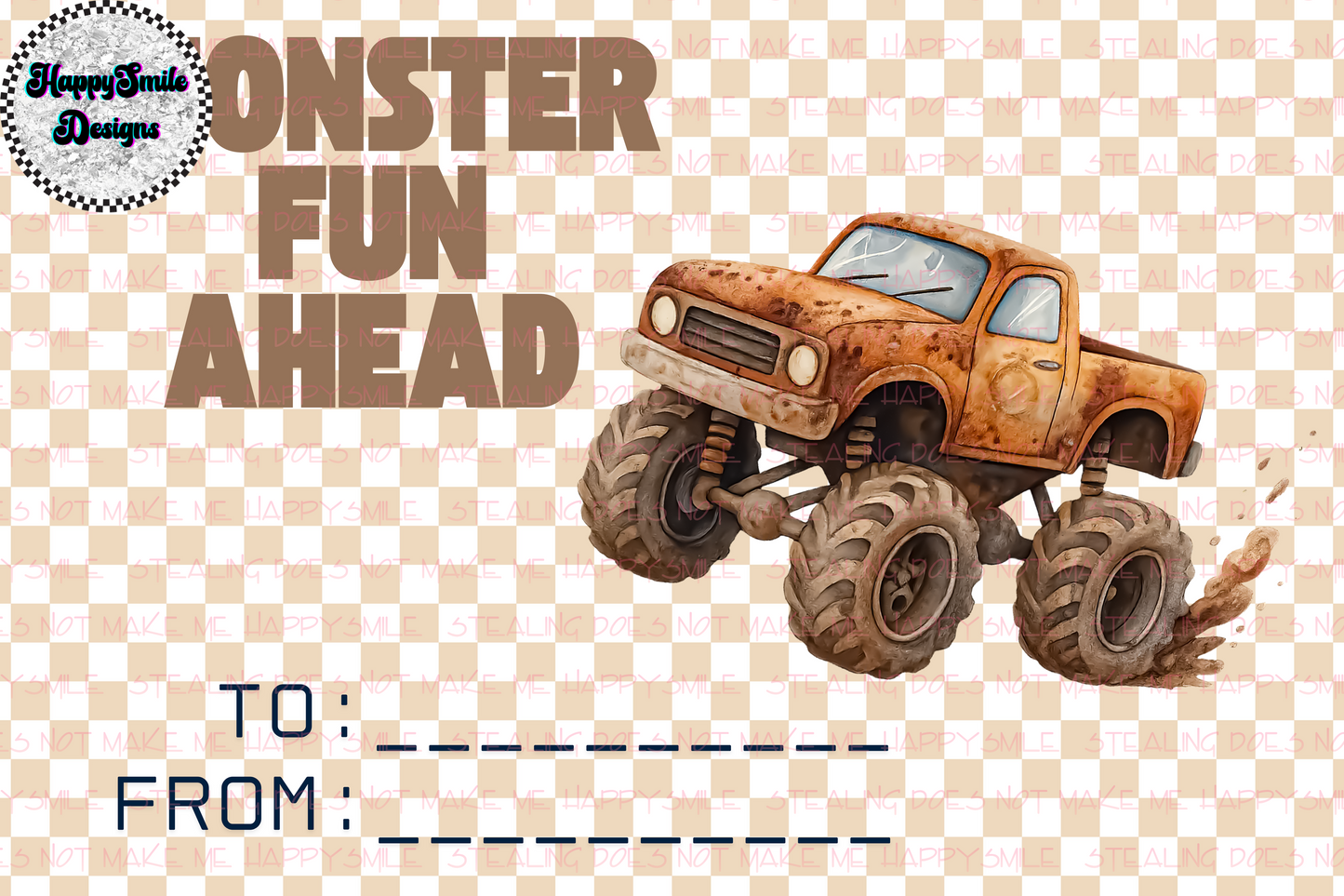 Monster Truck Valentine's Cards