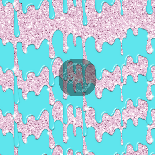 Pink glitter & Teal  Drips