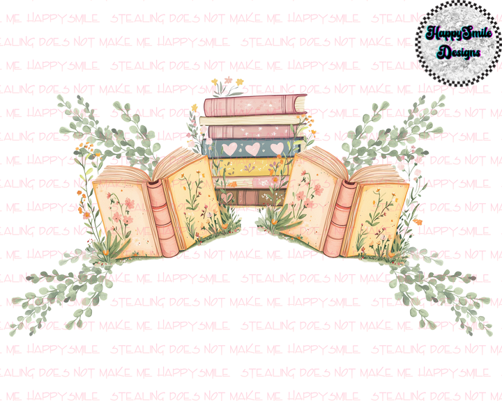Floral Books PNG