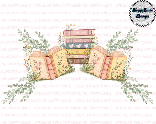 Floral Books PNG