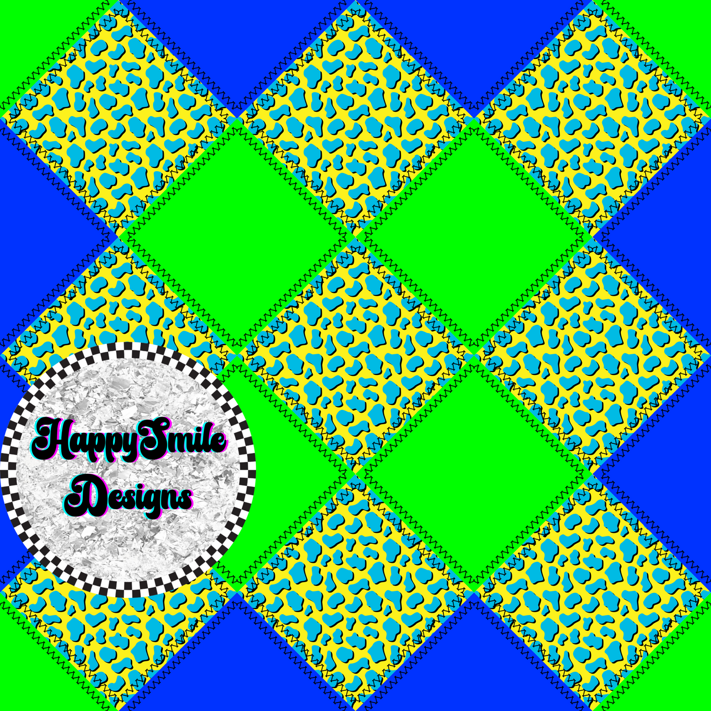 Neon Blue Patchwork