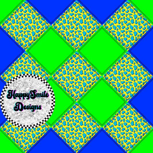 Neon Blue Patchwork
