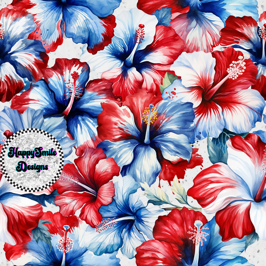 Red White and Hibiscus